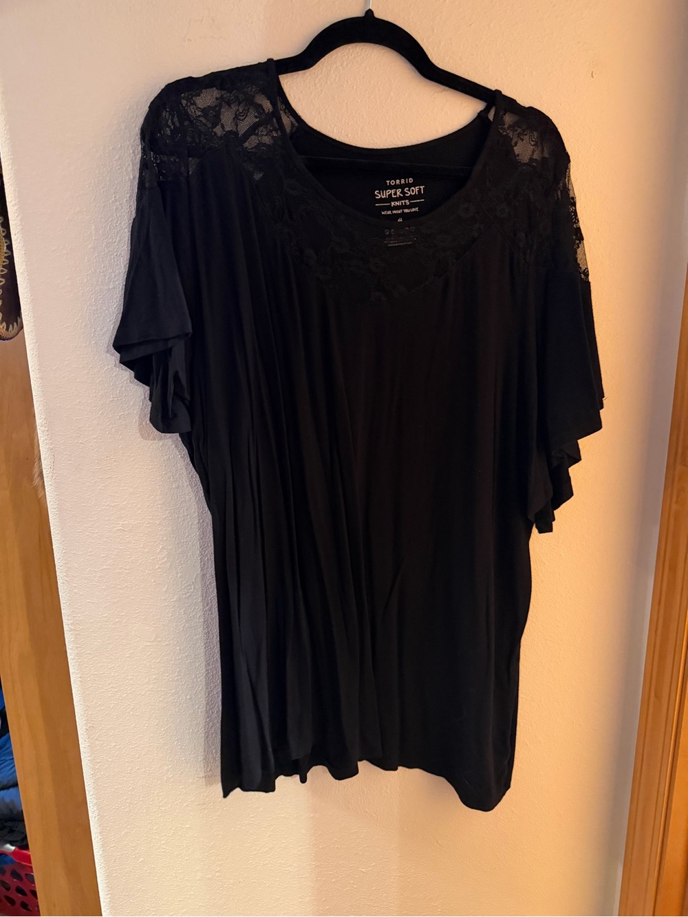 torrid Black Lace Yoke Super Soft Short Sleeve Top